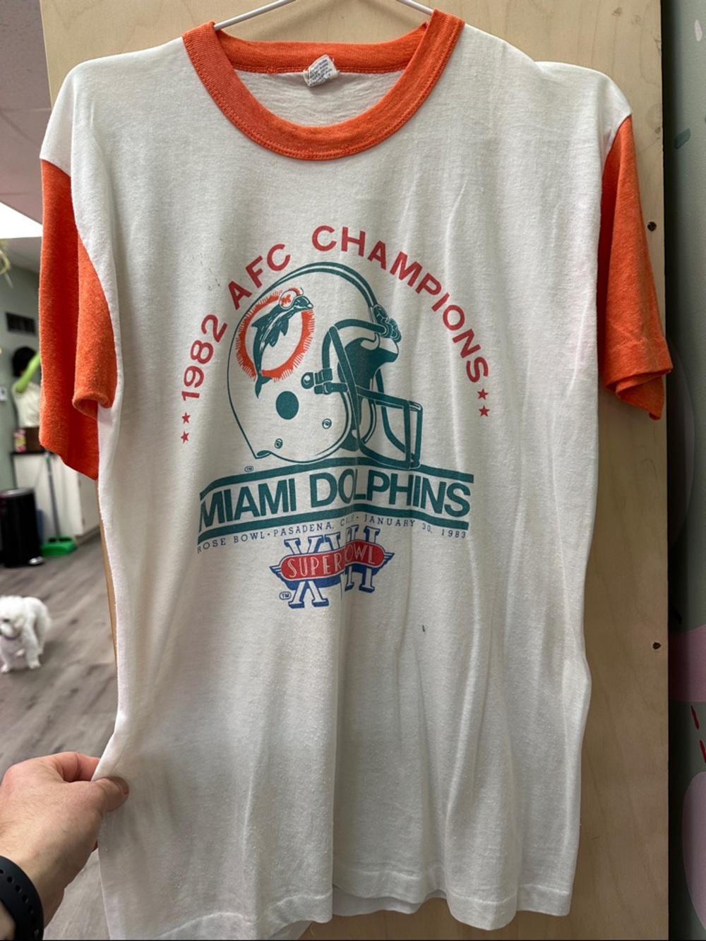 1982 AFC Champions Miami Dolphins Graphic Tee - Orange Trim